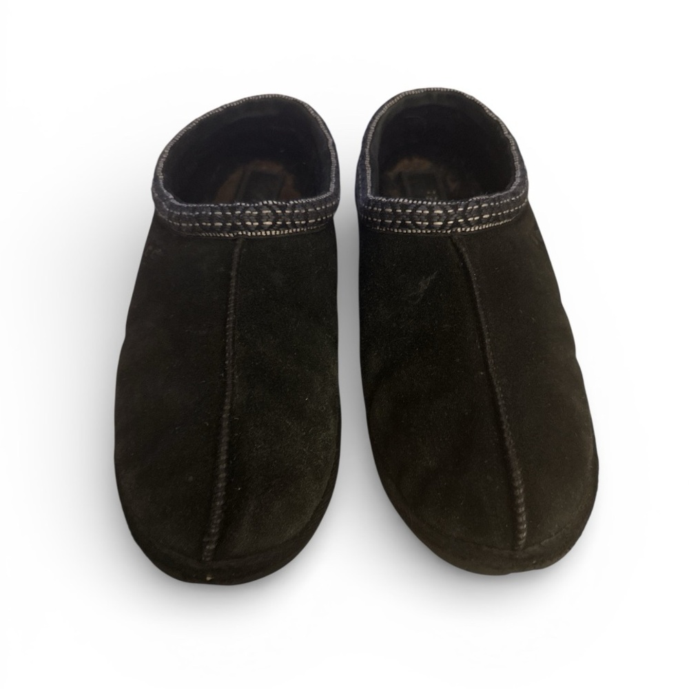 UGG Australia Men's Tasman II Braided Rim Black Suede Slip On Sheepskin Size 12
